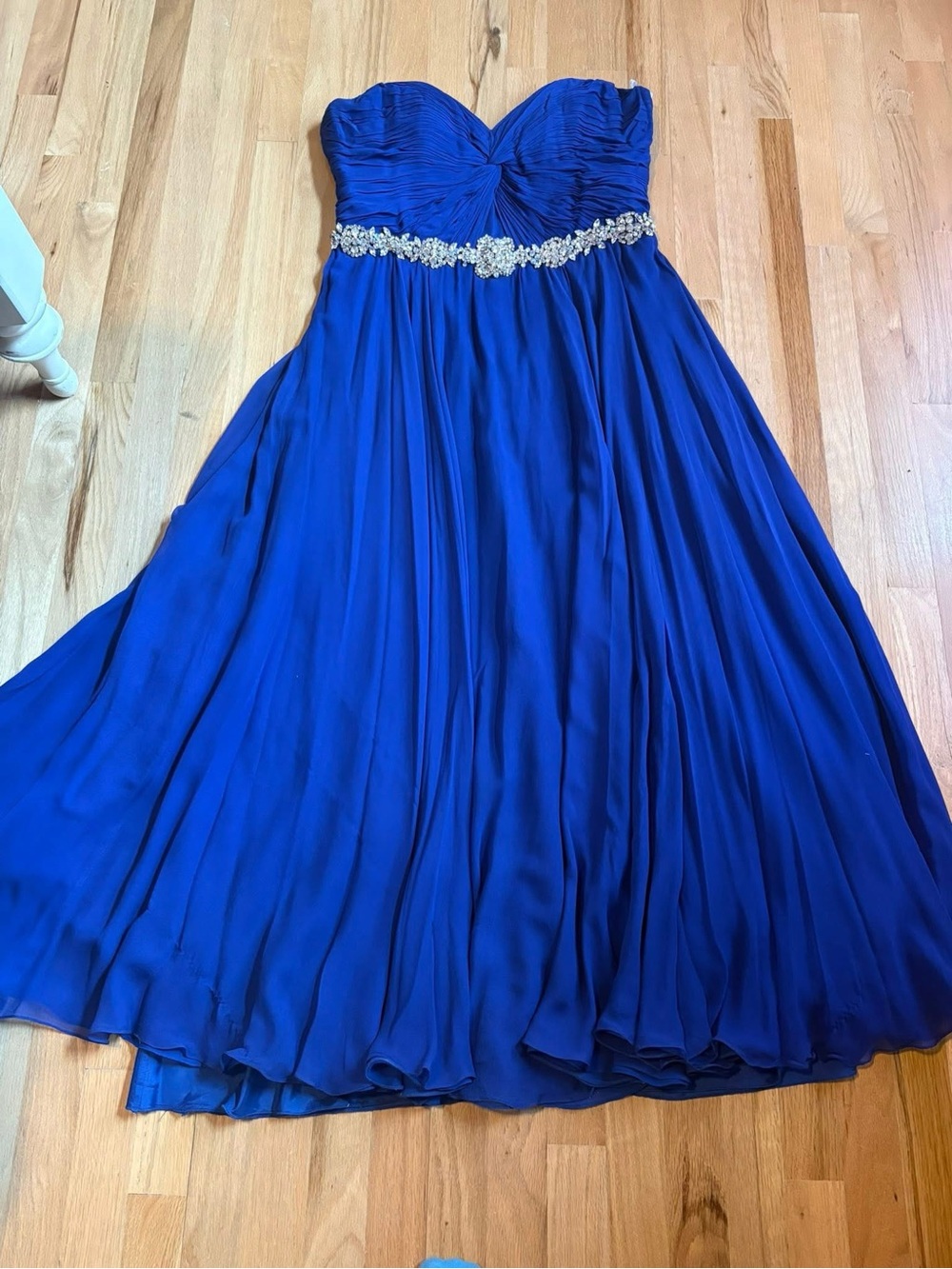 Jovani Blue Beaded Waist Evening Gown Size 16